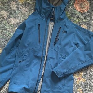 OR Outdoor Research Blue Microgravity Waterproof Hooded Jacket
